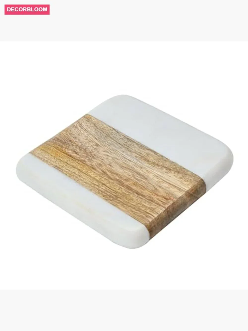 Marble & Acacia Wood Coasters Set of 4 Square Drink Coasters